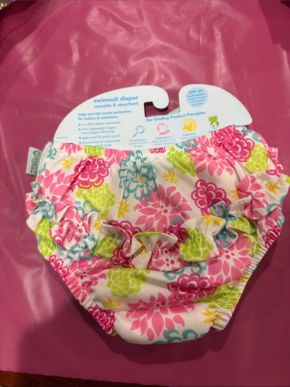 iPlay Floral Swim Diaper Cover in Pink, Blue & Green